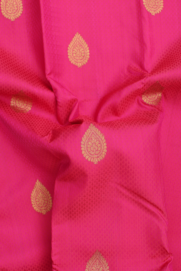 Kanchipuram Silk Saree In Rani Pink With Jacquard Pattern