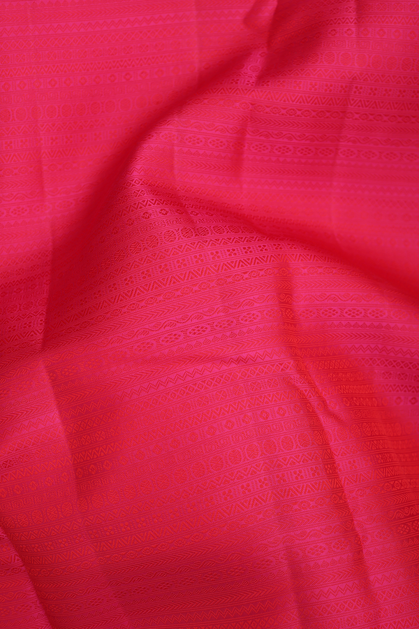 Kanchipuram Silk Saree In Rani Pink With Jacquard Pattern
