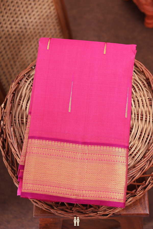 Kanchipuram Silk Saree In Rani Pink With Malli Moggu Buttas