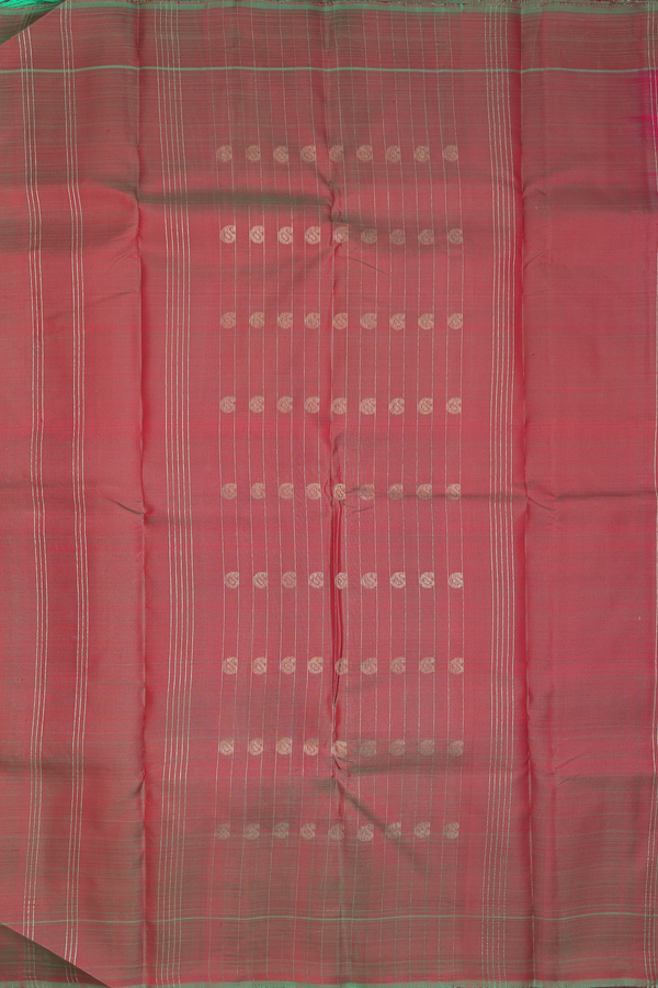 Kanchipuram Silk Saree In Rani Pink With Paisley Buttas