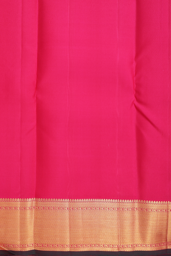 Kanchipuram Silk Saree In Rani Pink With Paisley Buttas