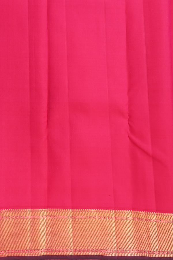 Kanchipuram Silk Saree In Rani Pink With Paisley Buttas