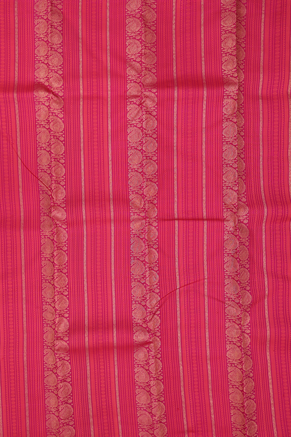 Kanchipuram Silk Saree In Rani Pink With Paisley Design