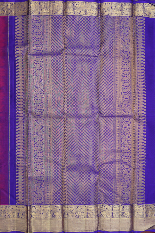 Kanchipuram Silk Saree In Rani Pink With Peacock Buttas