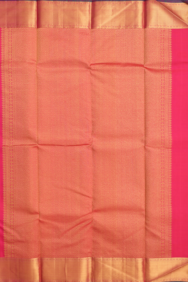 Kanchipuram Silk Saree In Rani Pink With Peacock Buttas
