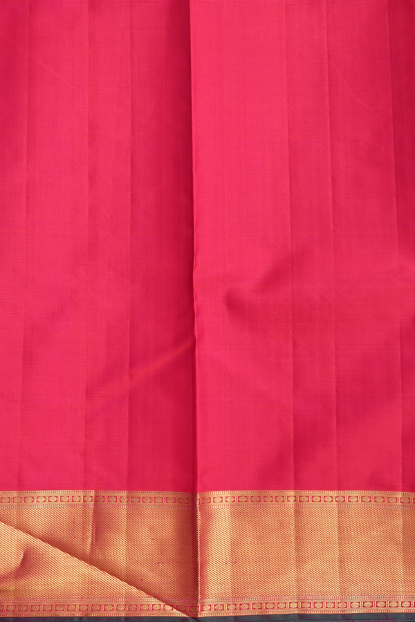 Kanchipuram Silk Saree In Rani Pink With Peacock Buttas