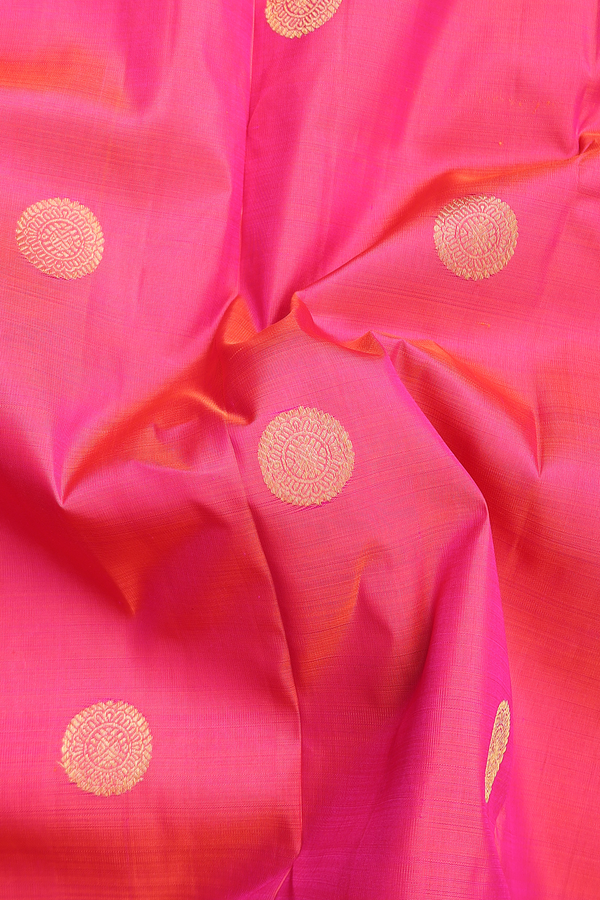 Kanchipuram Silk Saree In Rani Pink With Chakram Buttas