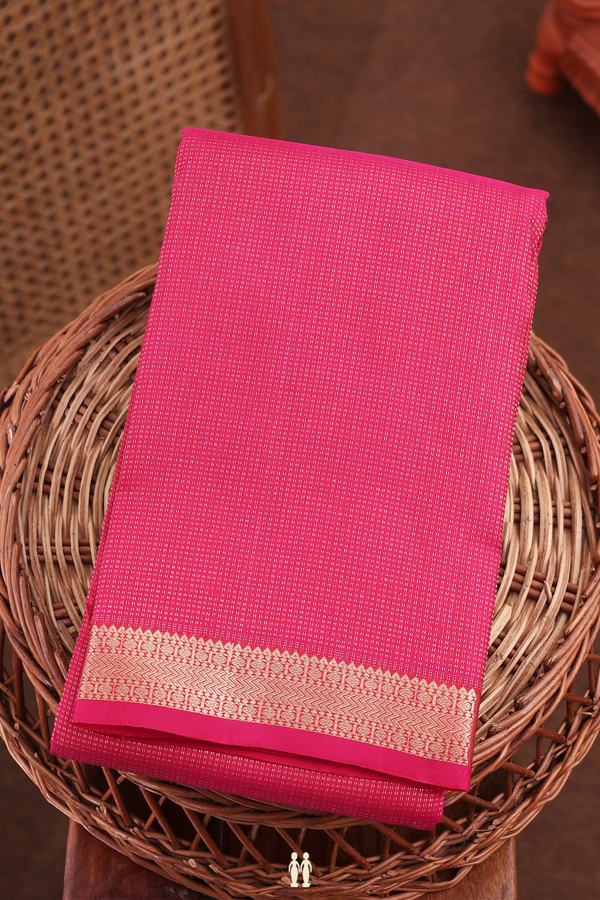Kanchipuram Silk Saree In Rani Pink With Stripes Design