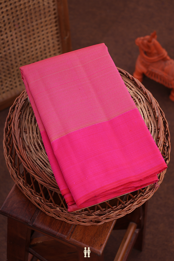 Kanchipuram Silk Saree In Rani Pink With Stripes Design