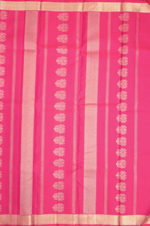 Kanchipuram Silk Saree In Rani Pink With Stripes Design