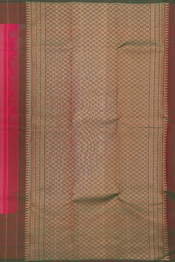 Kanchipuram Silk Saree In Rani Pink With Stripes Design