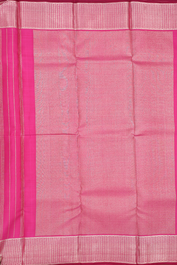Kanchipuram Silk Saree In Rani Pink With Stripes Design