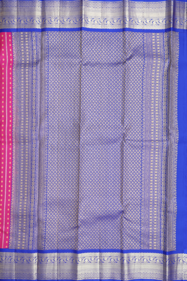 Kanchipuram Silk Saree In Rani Pink With Stripes Design