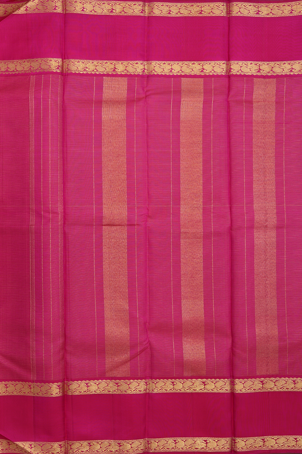 Kanchipuram Silk Saree In Rani Pink With Stripes Design