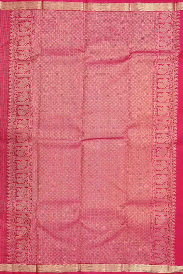 Kanchipuram Silk Saree In Rani Pink With Stripes Design