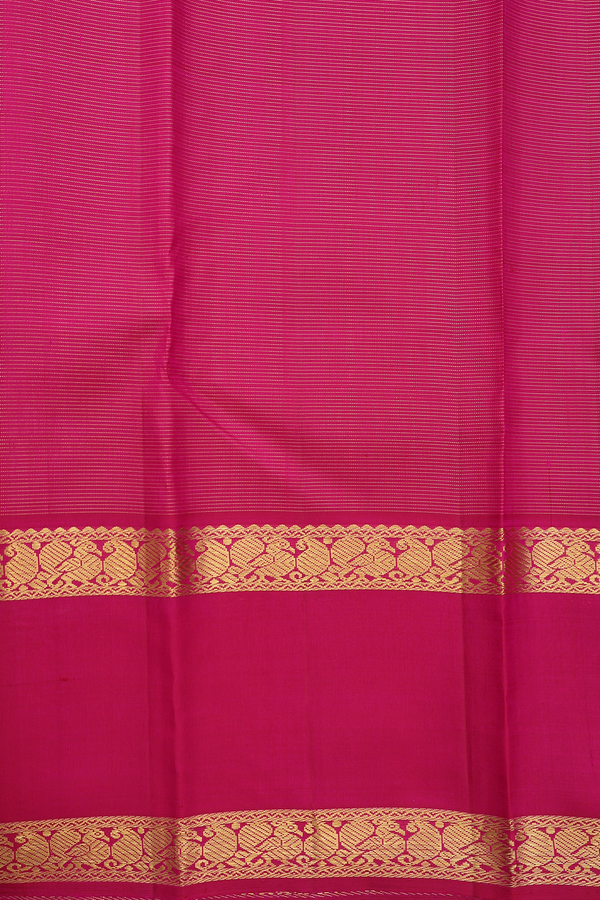 Kanchipuram Silk Saree In Rani Pink With Stripes Design