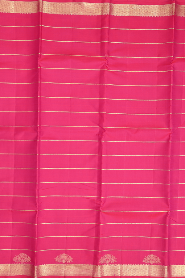 Kanchipuram Silk Saree In Rani Pink With Stripes Design