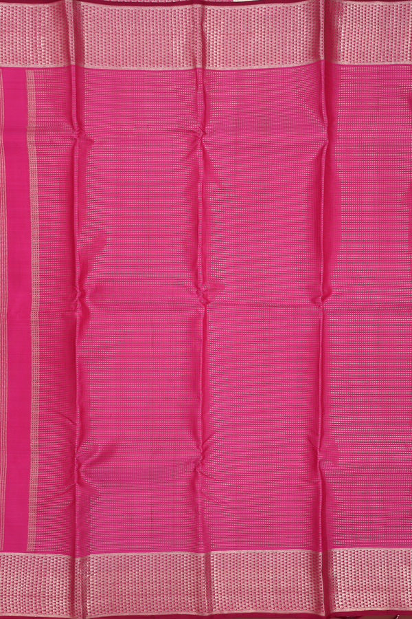 Kanchipuram Silk Saree In Rani Pink With Stripes Design