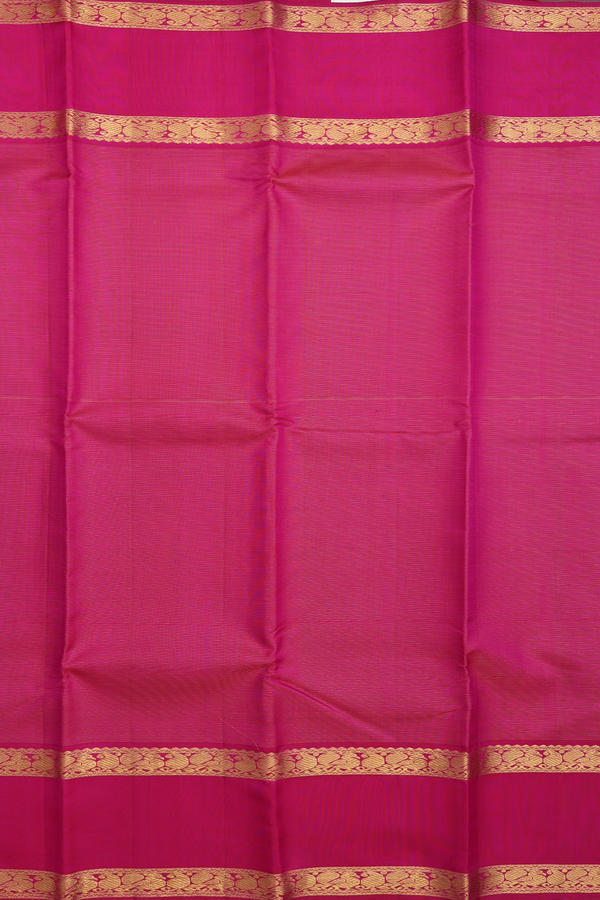 Kanchipuram Silk Saree In Rani Pink With Stripes Design
