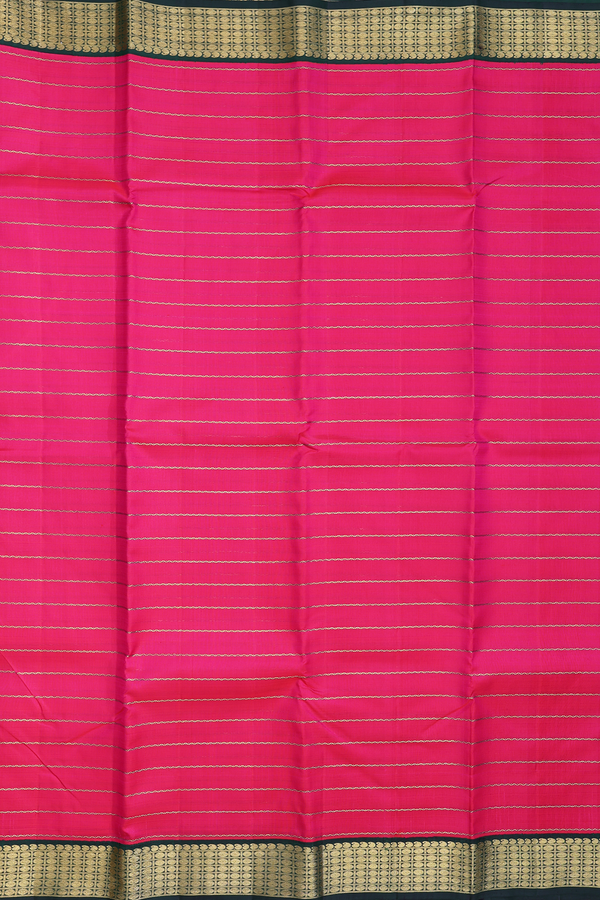 Kanchipuram Silk Saree In Rani Pink With Stripes Design