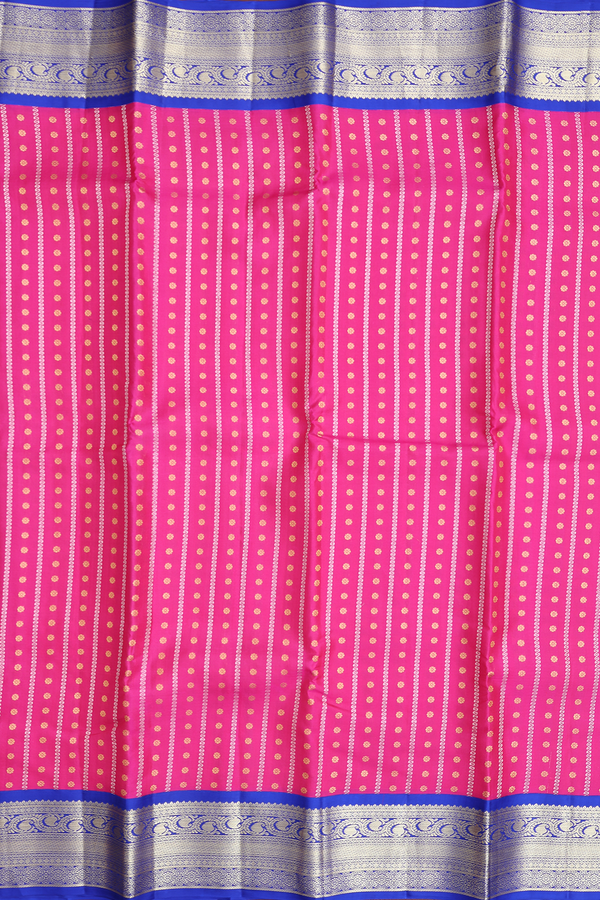 Kanchipuram Silk Saree In Rani Pink With Stripes Design