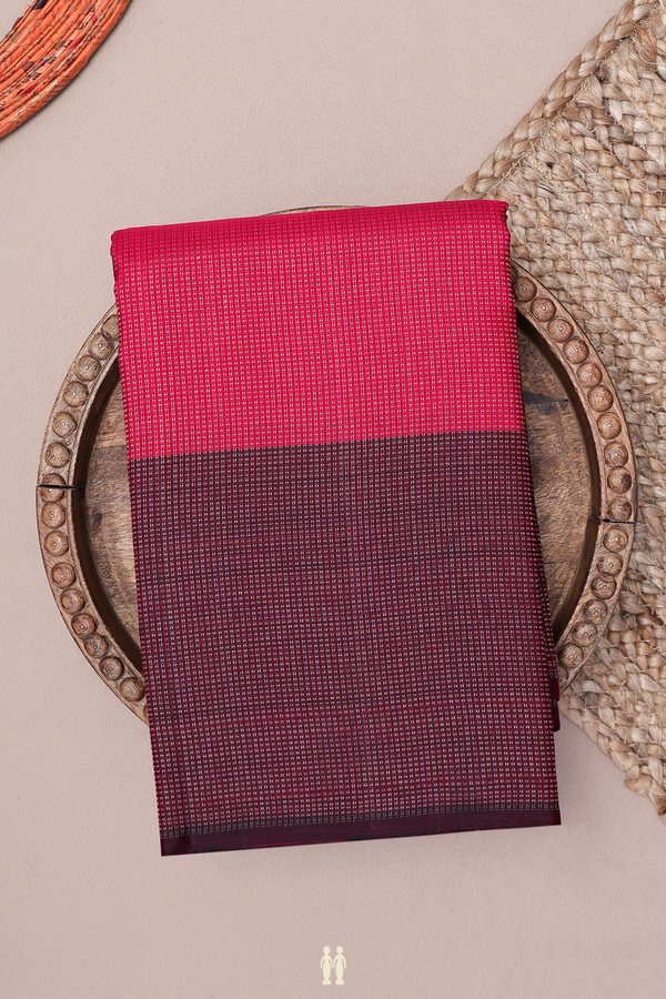 Kanchipuram Silk Saree In Rani Pink With Stripes Design