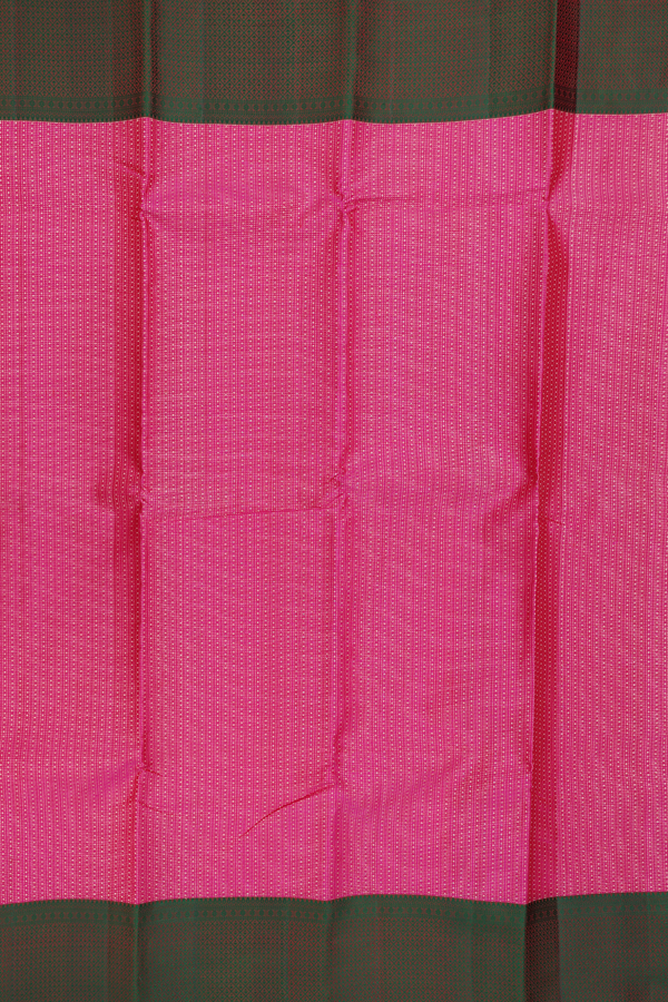 Kanchipuram Silk Saree In Rani Pink With Stripes Design