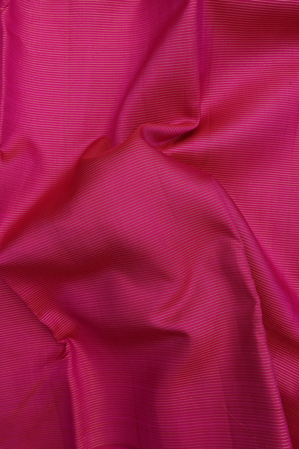 Kanchipuram Silk Saree In Rani Pink With Stripes Design