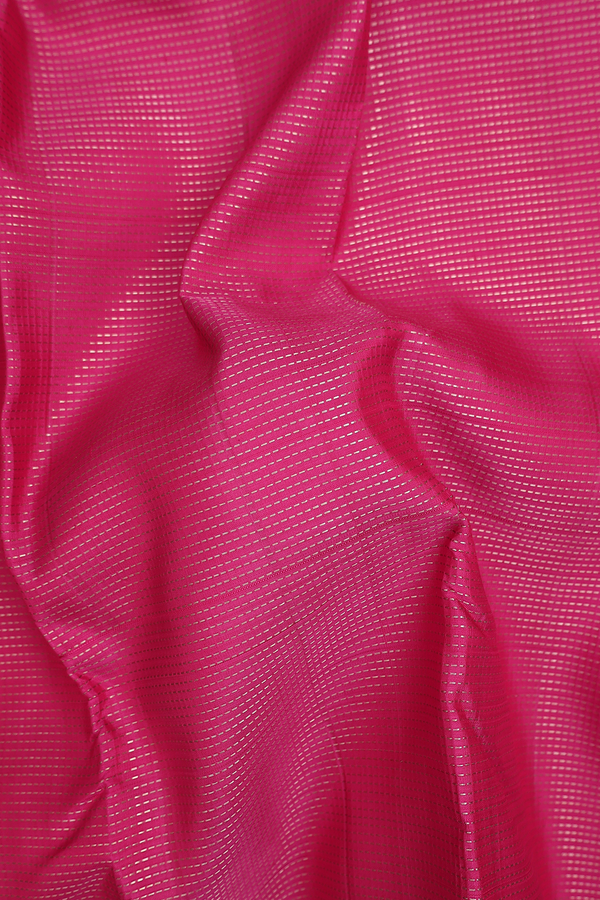 Kanchipuram Silk Saree In Rani Pink With Stripes Design