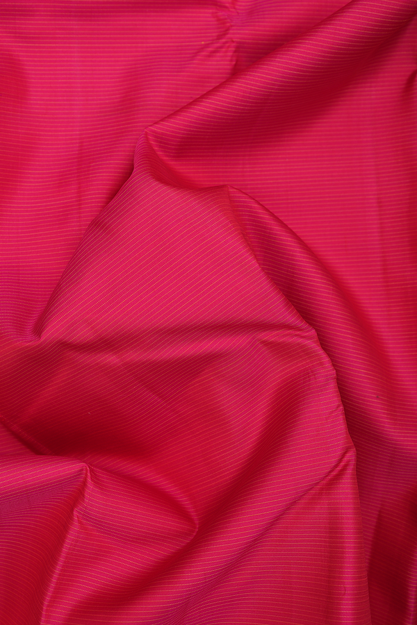 Kanchipuram Silk Saree In Rani Pink With Stripes Design