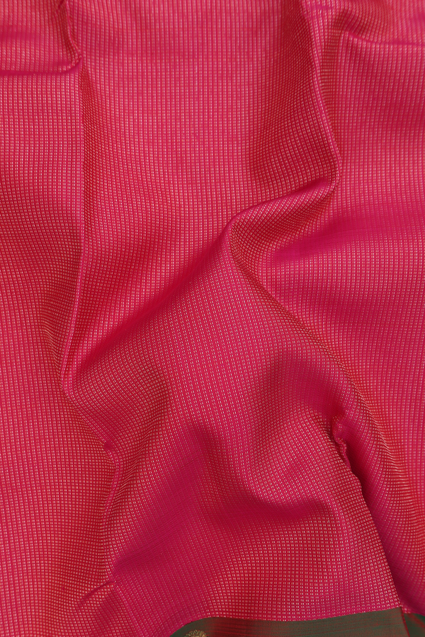 Kanchipuram Silk Saree In Rani Pink With Stripes Design