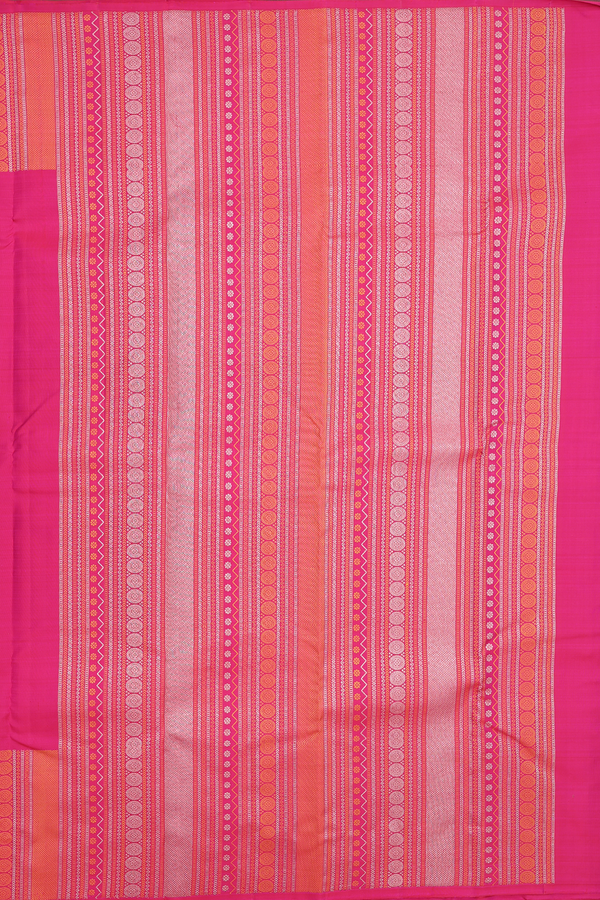 Kanchipuram Silk Saree In Rani Pink With Threadwork Border