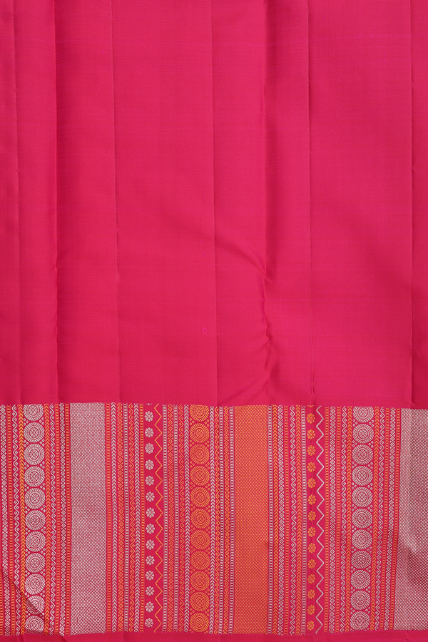 Kanchipuram Silk Saree In Rani Pink With Threadwork Border