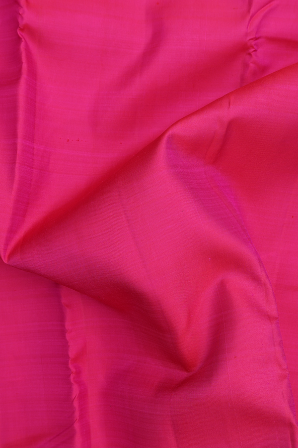 Kanchipuram Silk Saree In Rani Pink With Threadwork Border