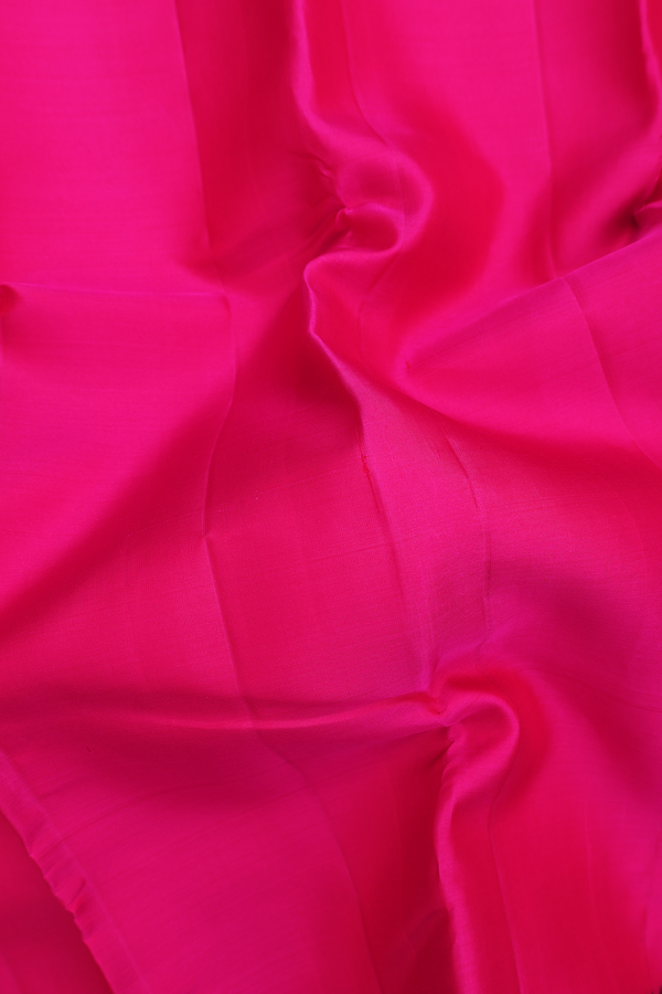 Kanchipuram Silk Saree In Rani Pink With Threadwork Border