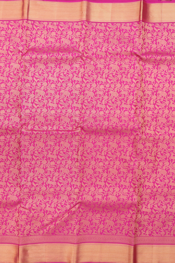 Kanchipuram Silk Saree In Rani Pink With Vanasingaram Design