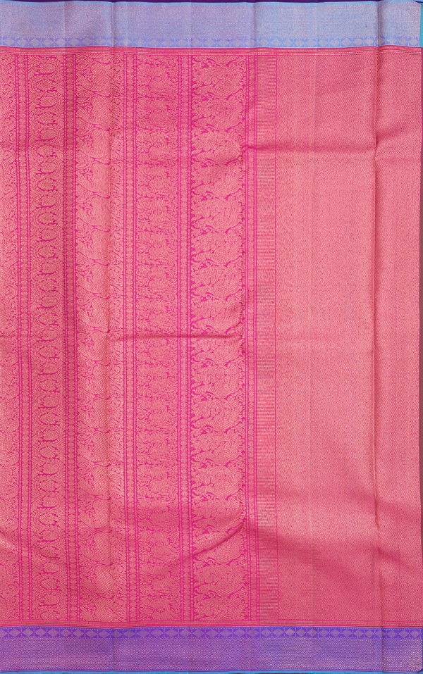 Kanchipuram Silk Saree In Rani Pink With Yali Design