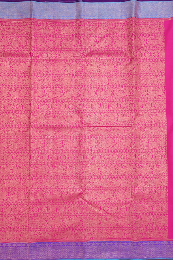 Kanchipuram Silk Saree In Rani Pink With Yali Design