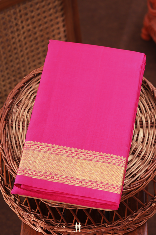 Kanchipuram Silk Saree In Rani Pink With Zari Border