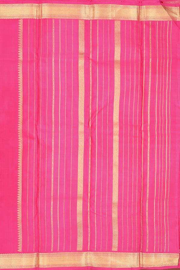 Kanchipuram Silk Saree In Rani Pink With Zari Border