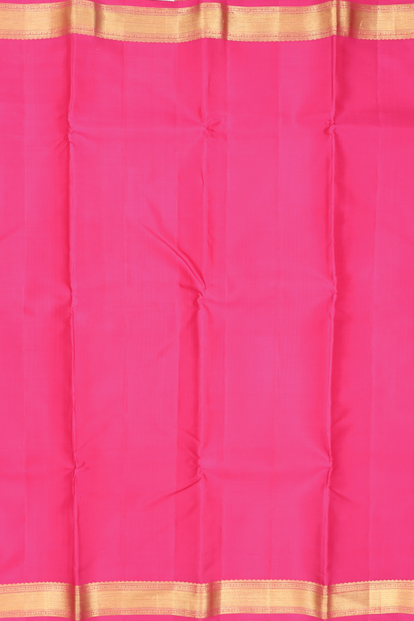 Kanchipuram Silk Saree In Rani Pink With Zari Border