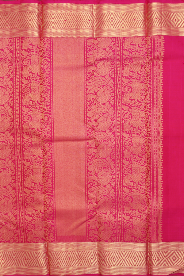 Kanchipuram Silk Saree In Rani Pink With Zari Buttas