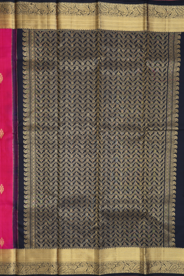 Kanchipuram Silk Saree In Rani Pink With Zari Buttas