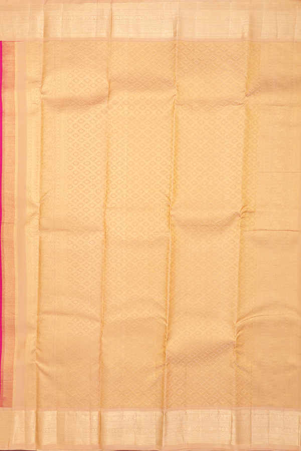 Kanchipuram Silk Saree In Rani Pink With Zari Buttas