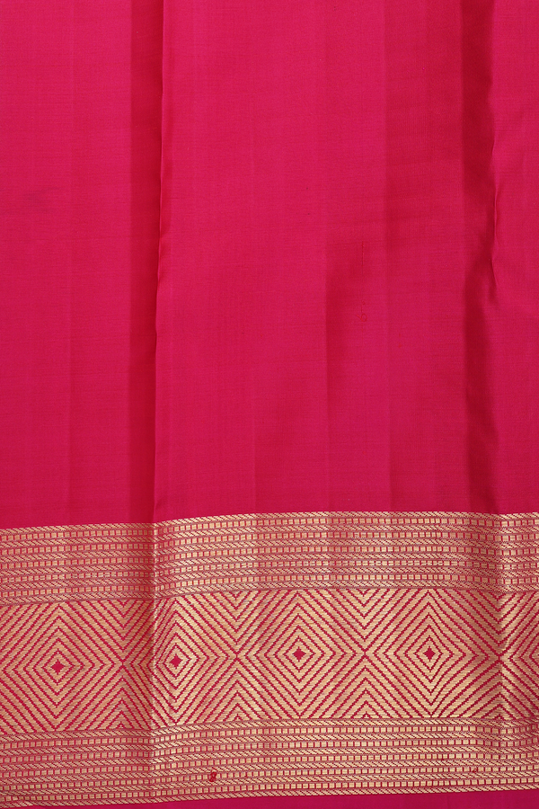 Kanchipuram Silk Saree In Rani Pink With Zari Buttas