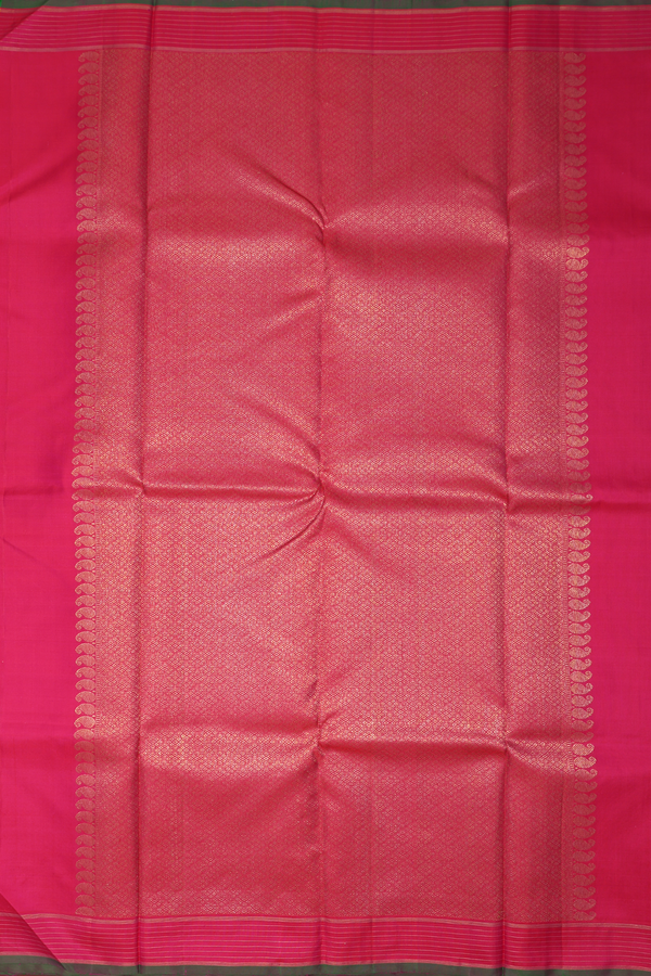 Kanchipuram Silk Saree In Rani Pink With Zari Buttas