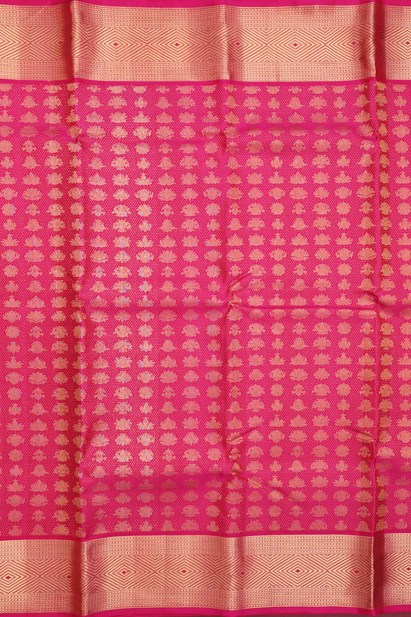 Kanchipuram Silk Saree In Rani Pink With Zari Buttas