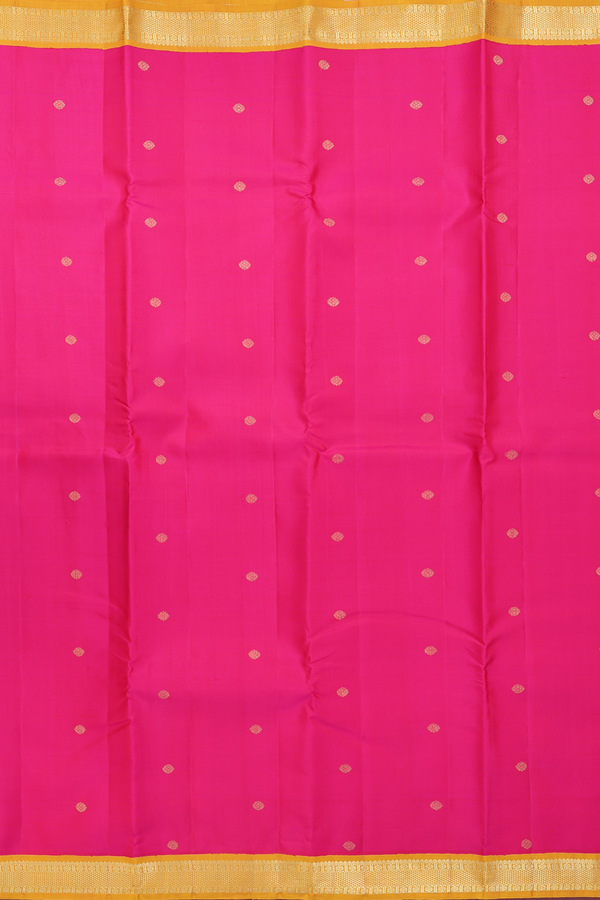Kanchipuram Silk Saree In Rani Pink With Zari Buttas