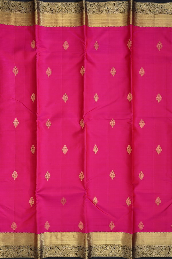 Kanchipuram Silk Saree In Rani Pink With Zari Buttas