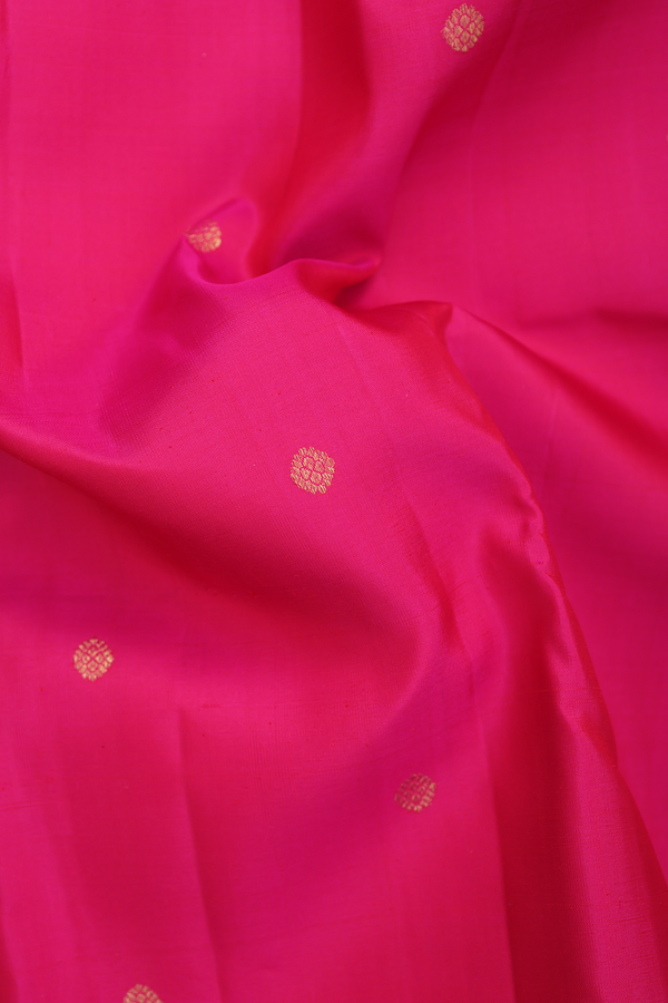 Kanchipuram Silk Saree In Rani Pink With Zari Buttas